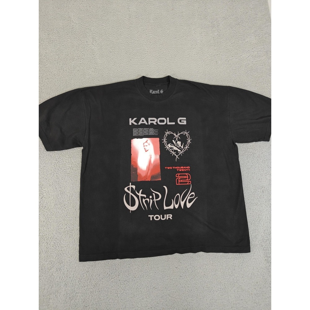 Karol G‎ Shirt Mens 2XL Black Strip Love Tour 2022 Concert Tee Heavyweight USA